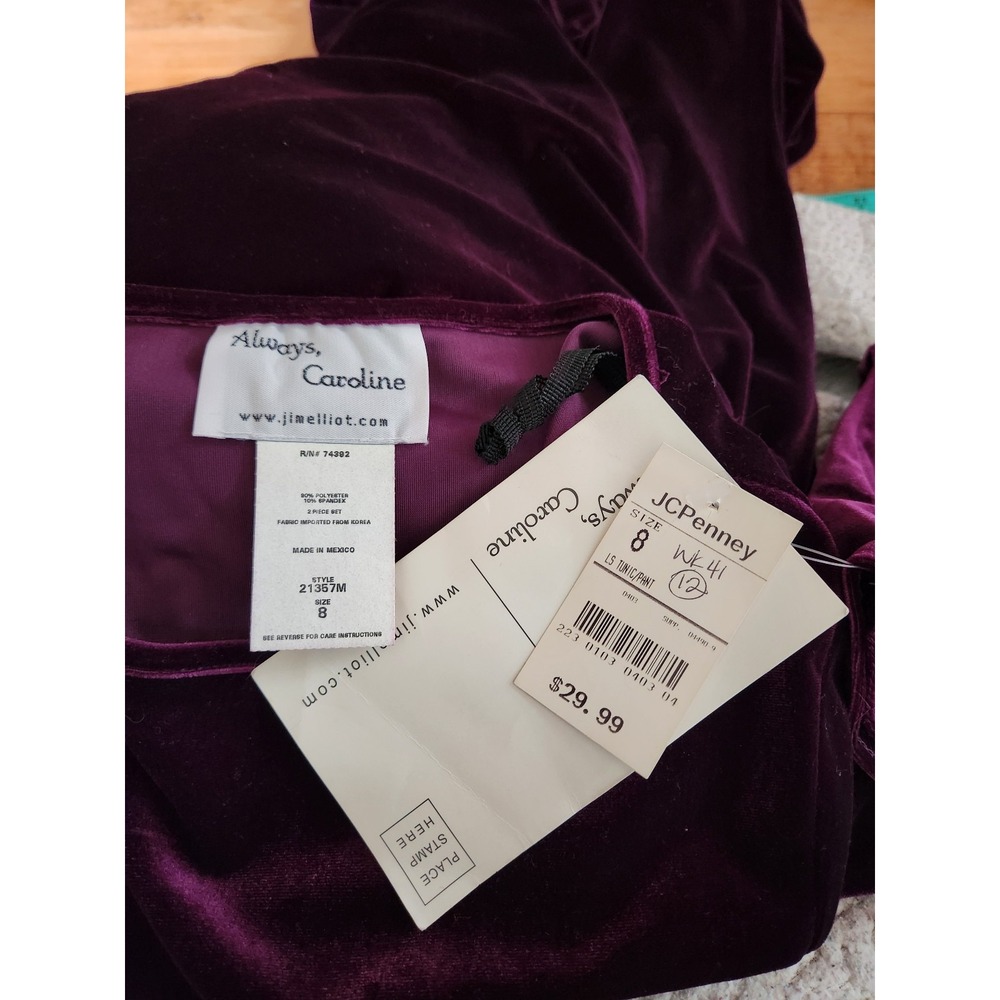 Y2K Deadstock Purple Velvet Pants and Top Set - Picture 6 of 7